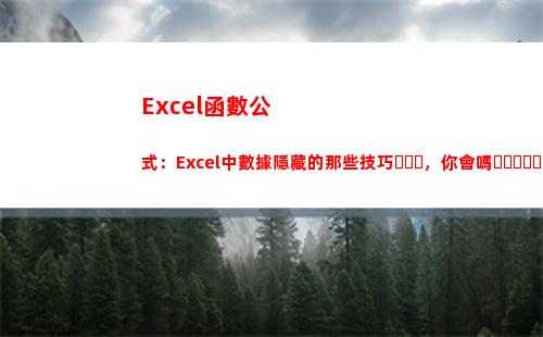Excel函數公式：Excel中數據隱藏的那些技巧，你會嗎？(excel函數公式求和)